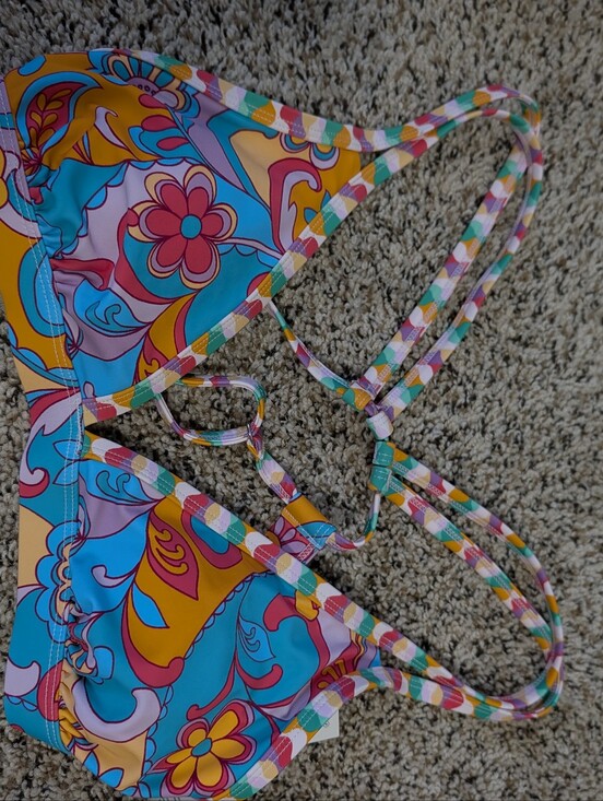Cupshe Other - Cupshe Floral Paisley Multicolor Triangle Bikini And Top Bottom - Blue, Pink